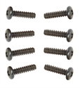 T 2mm x 8mm Phillips Button Head Tap Screws Black (8)